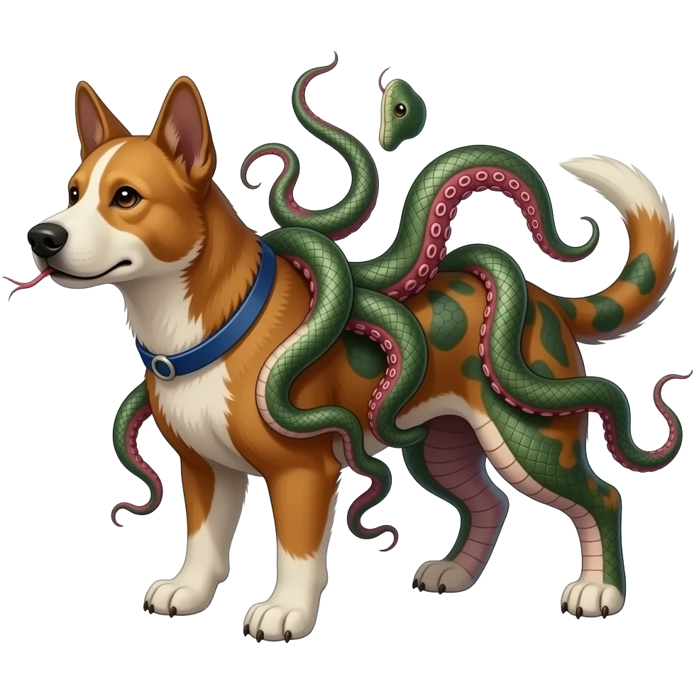 Dog,snake,python,octopus hybrid emoji