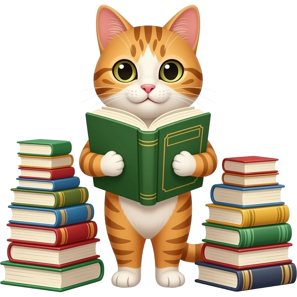 cat with books emoji