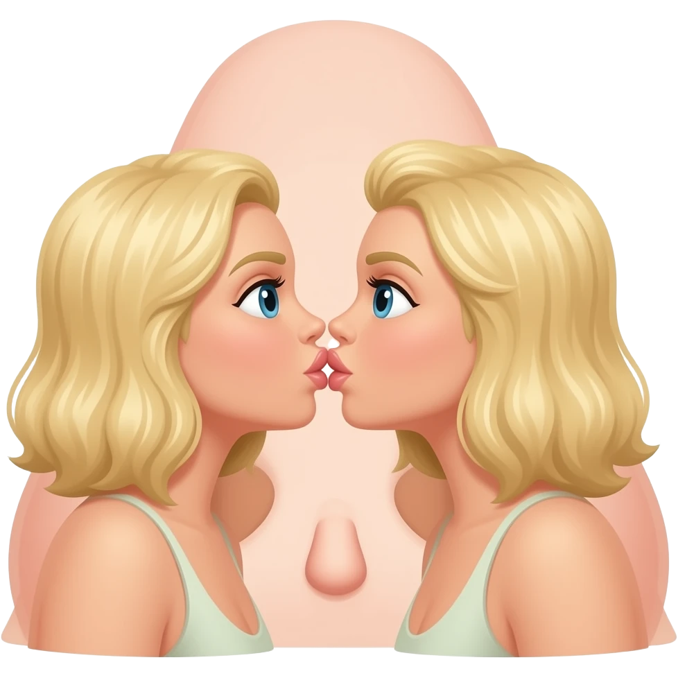 Blonde woman kissing penis emoji