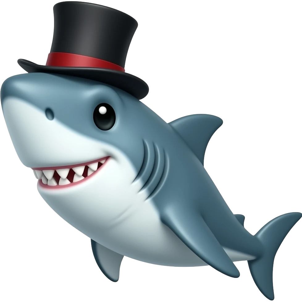 Shark with a top hat emoji