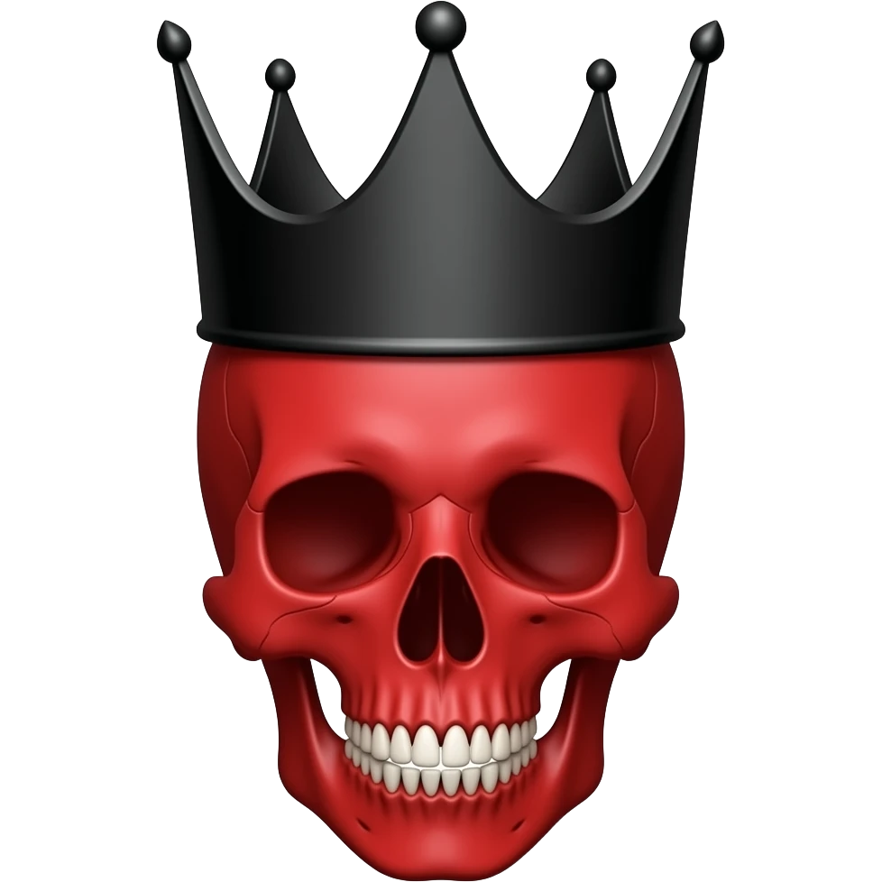 red skull with a black demonic crown no teeth emoji