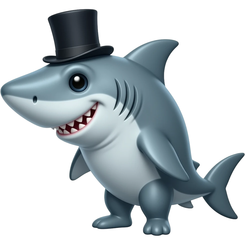 Shark with a top hat emoji