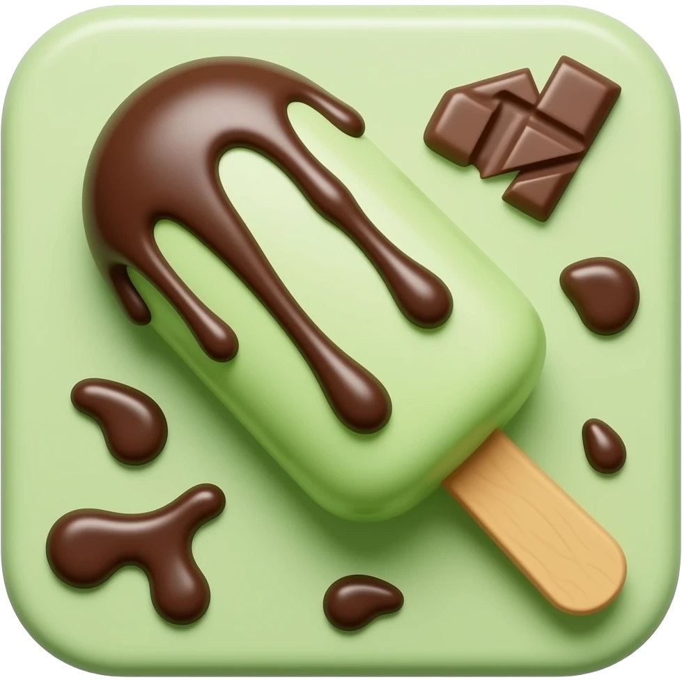 بستنی سبز مثل دبی چاکلت که تخته و مربعی باشه emoji