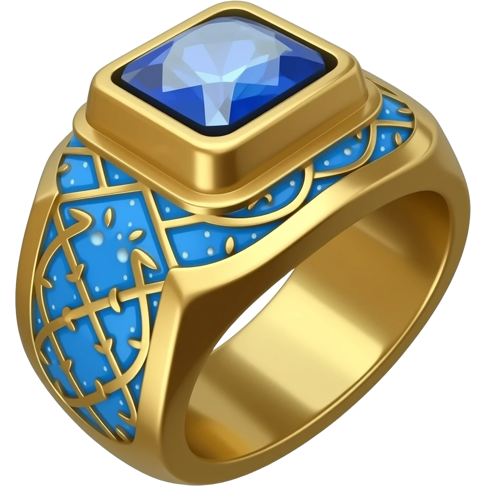 Sapphire men's ring in a black box with blue ornate trim emoji