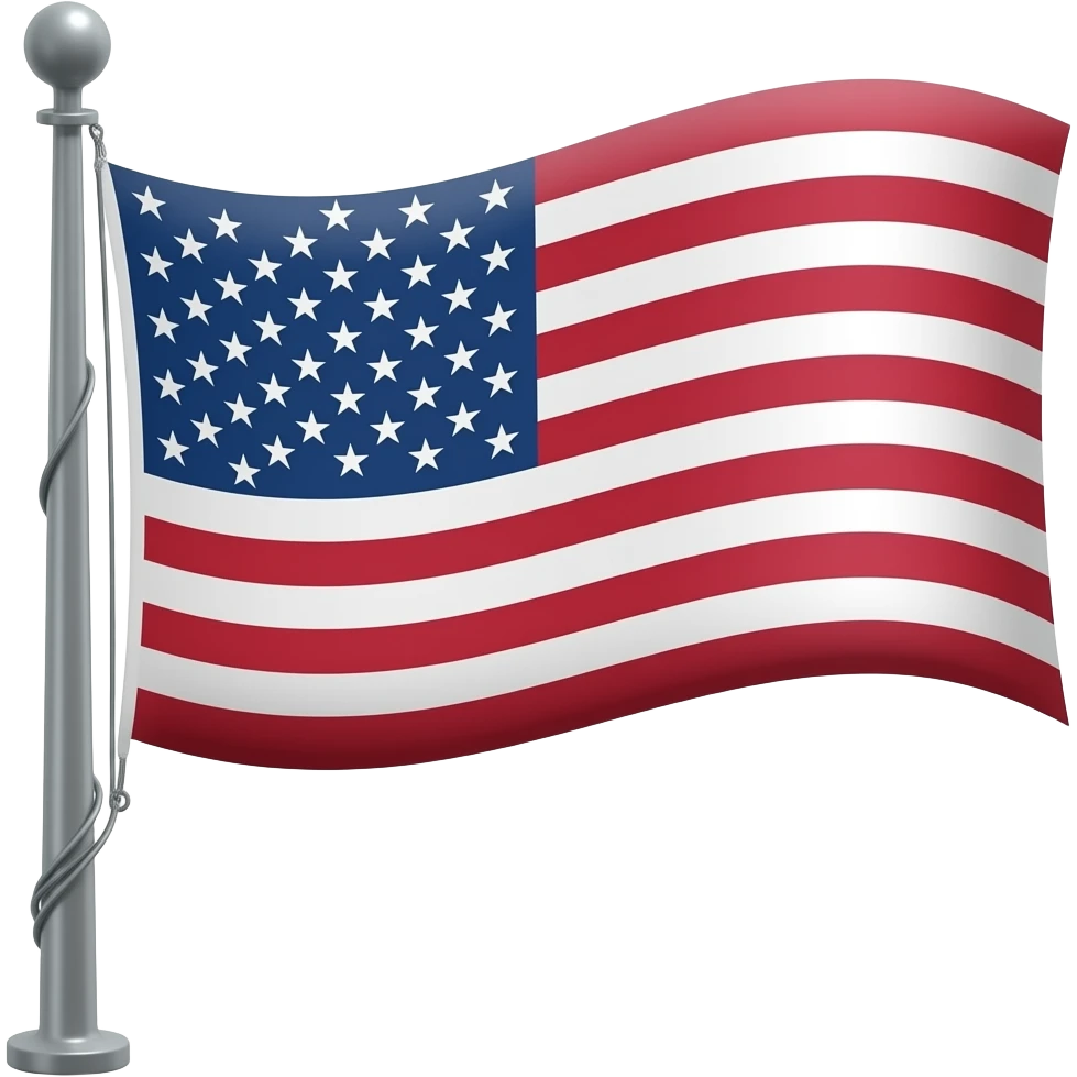 The US flag on the flagpole. emoji