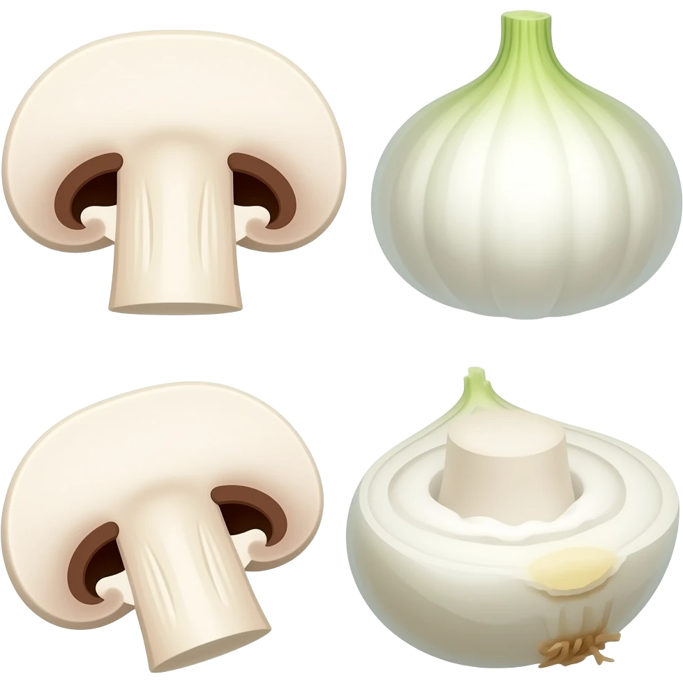 sliced mushrooms and white onions emoji