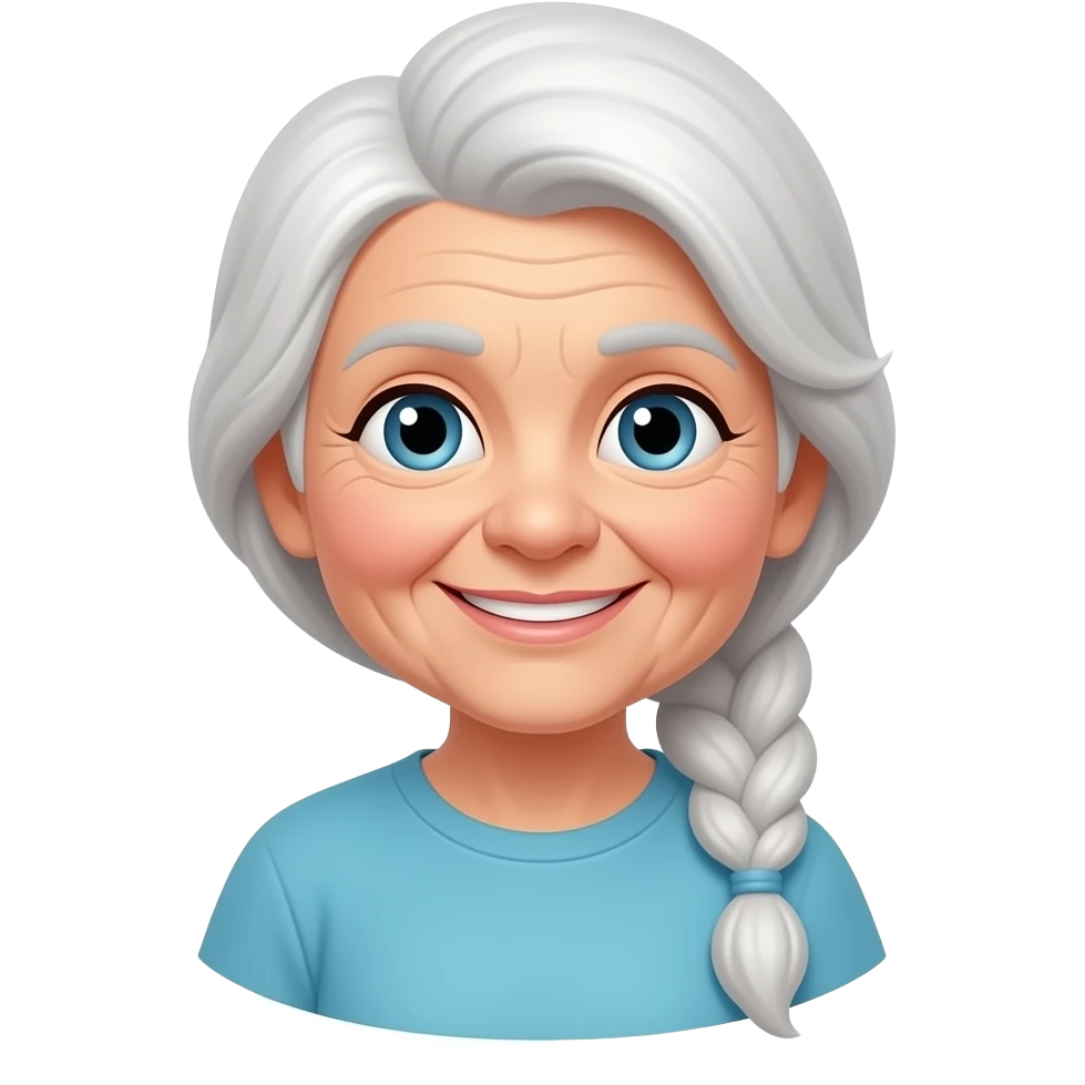 A white-haired grandmother with a long ponytail. emoji