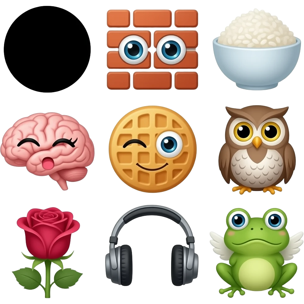 🍪⚫️🧱🪰🫍🧠🥞🧇👀⚪️🥀👁️🙄😃🤫🦉👄🐡🎧😇🐸 emoji