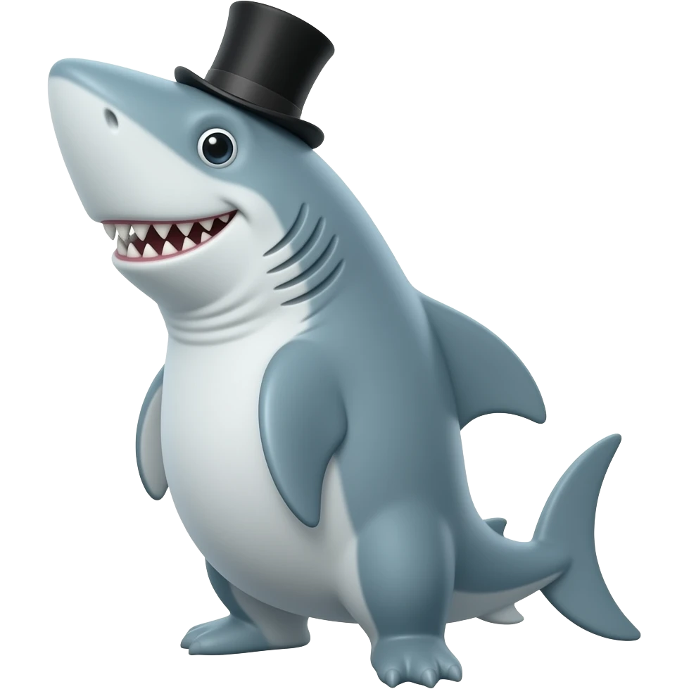 Shark with a top hat emoji