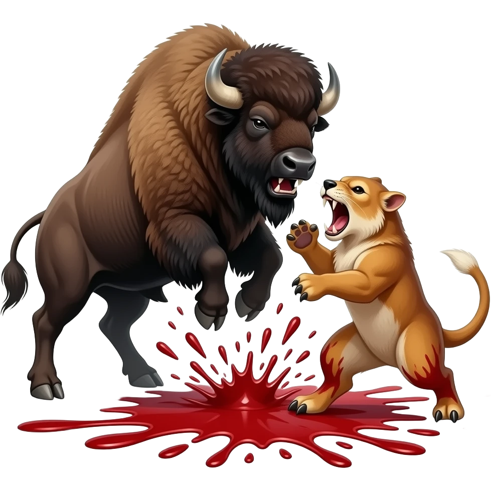 Bison vs smilodon battle extreme blood emoji