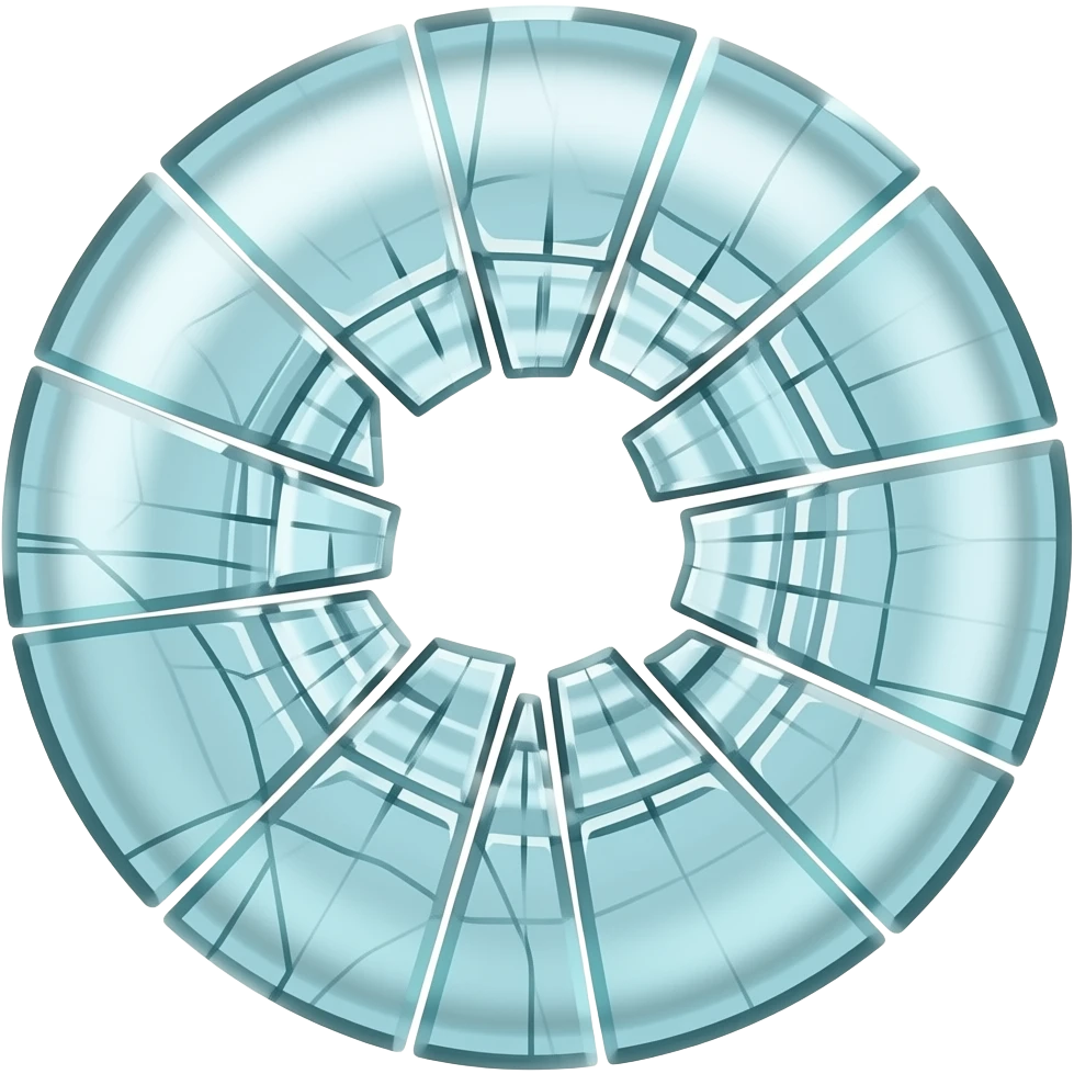 The same shattered window, transparent, with no background or person, just the irregular shattered glass, but with a bigger hole about twice the size (taking up two thirds of the diameter) emoji