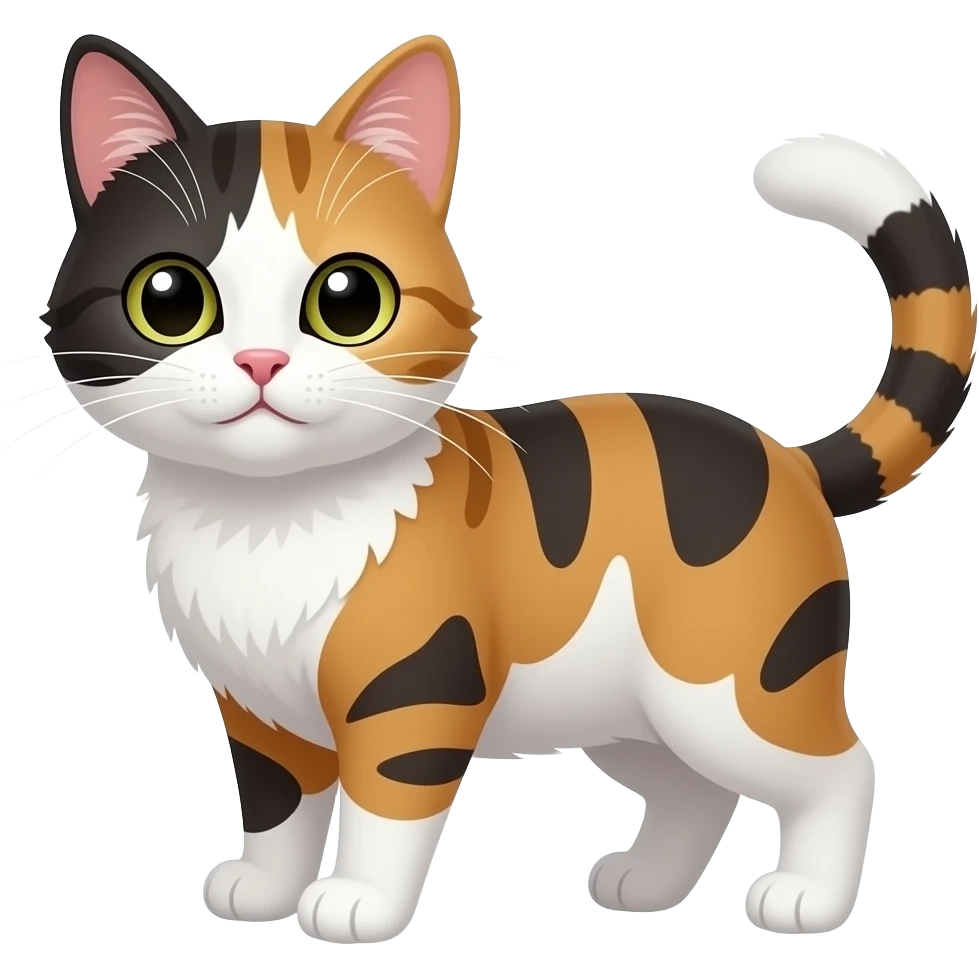 en søt pusekatt som er svart brun hvit grå oransje emoji