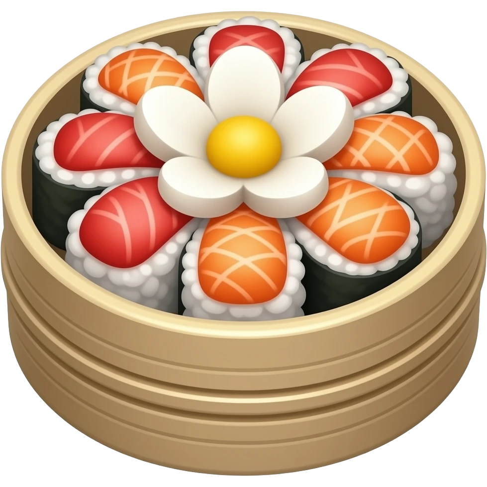 circle Sushi platter with flower on it emoji