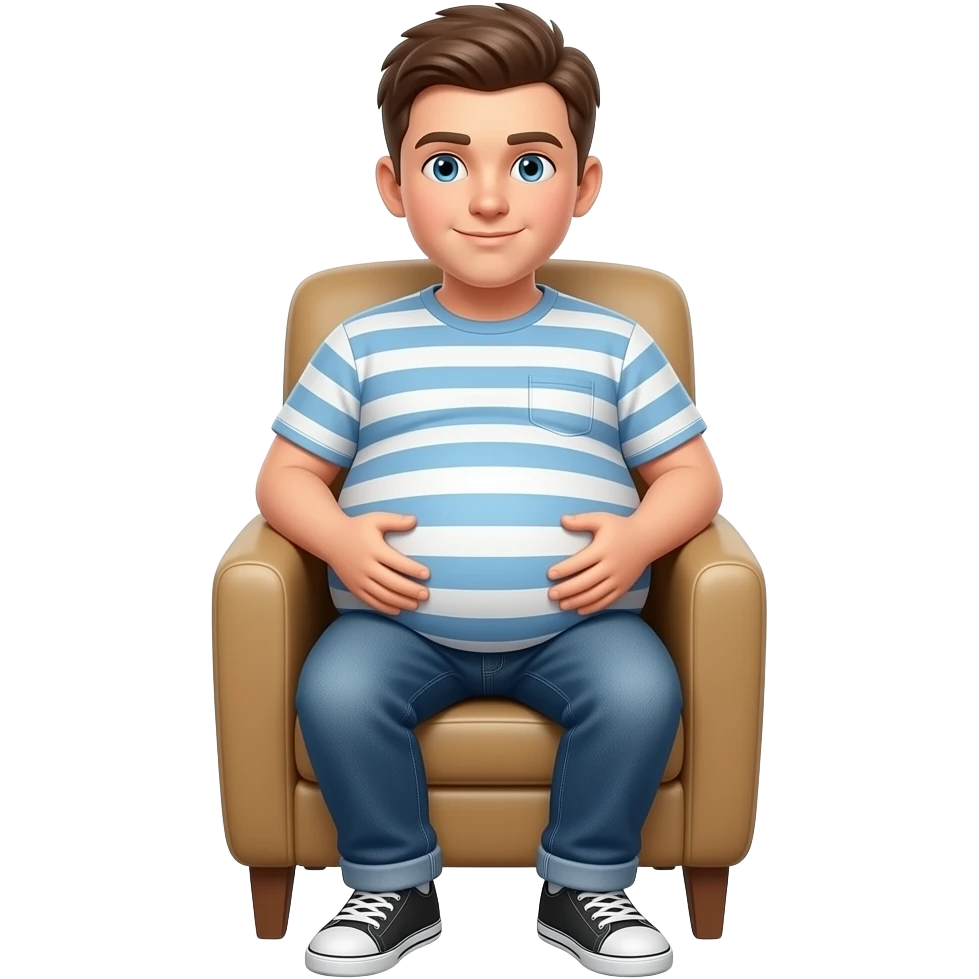 Chłopak ma 15 lat bardzo bardzo ciężarem ogromnym brzucha brzuch ma kształt jak duża piłka i siedzi na krześle emoji