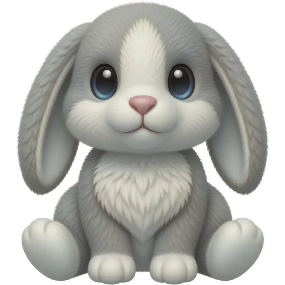 Grey and white bunny plush emoji