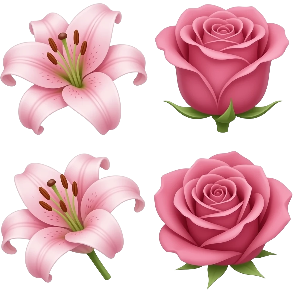 Pink lily rose emoji