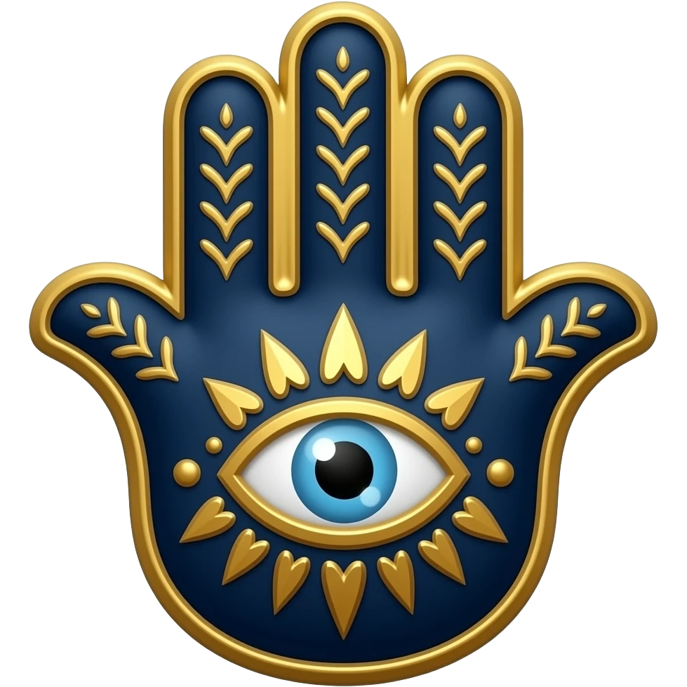 The evil eye hamsa dark blue gold patterns and edging detailed emoji
