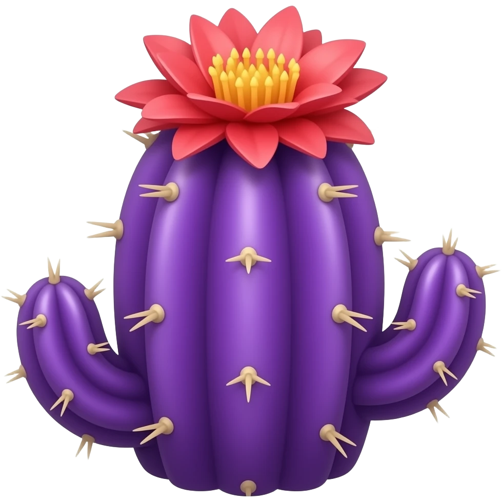 purple cacti with red flower emoji