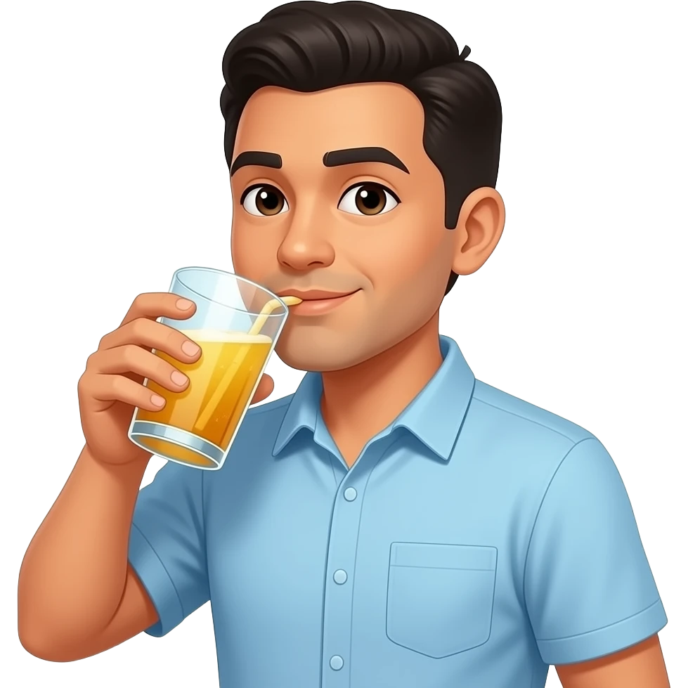 Latino🧍‍♂️ 🥤 taking a sip. emoji
