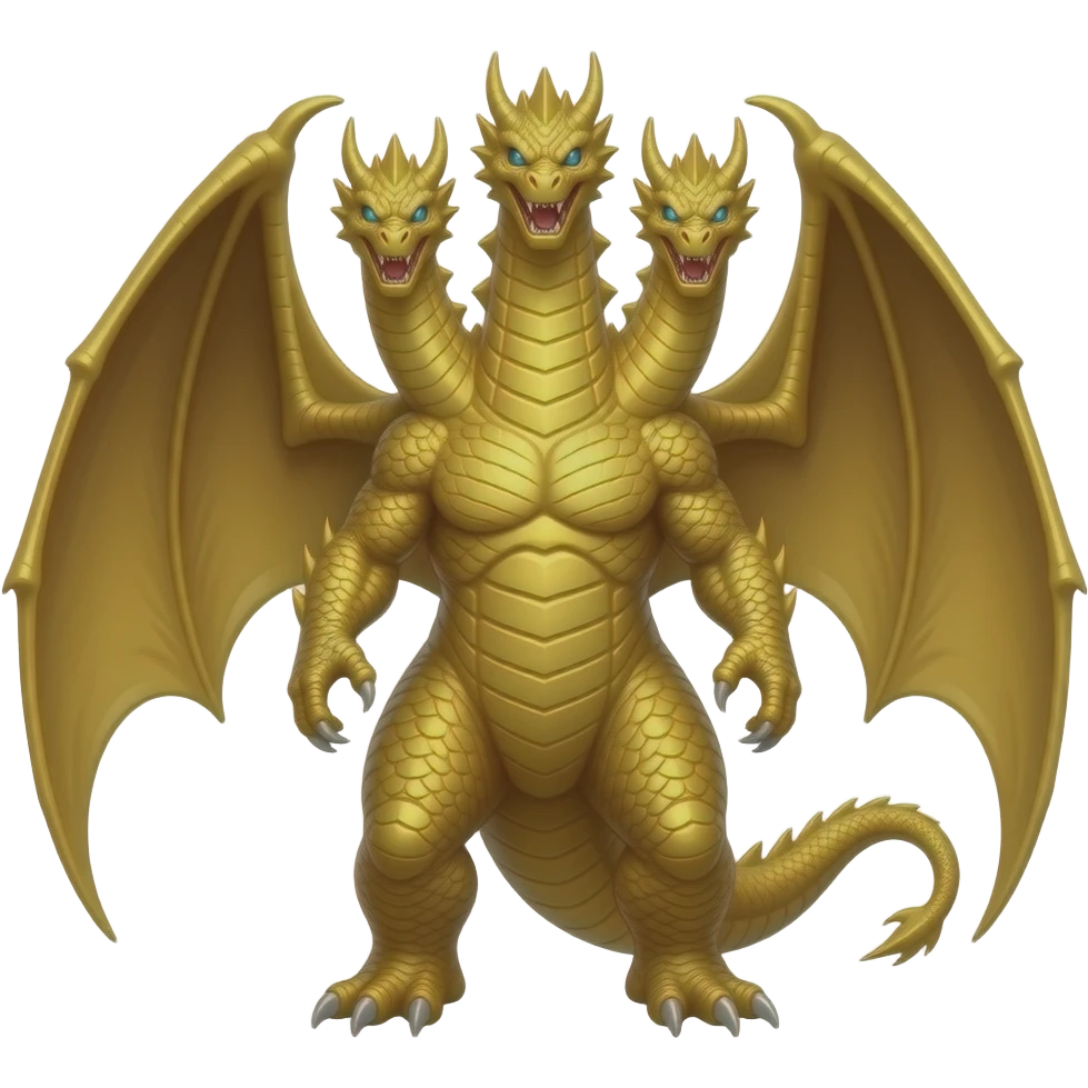 Ghidorah 3 headed golden dragon kaiju with wings emoji
