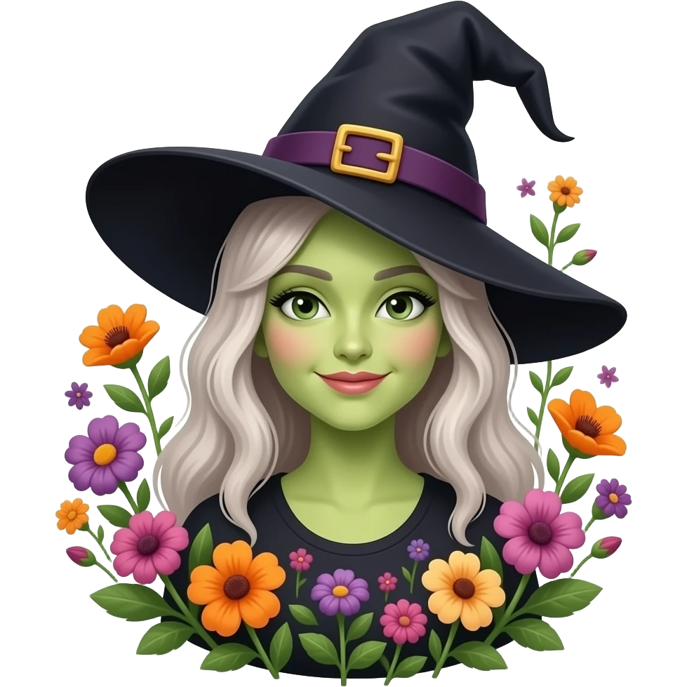 witch with bloom emoji