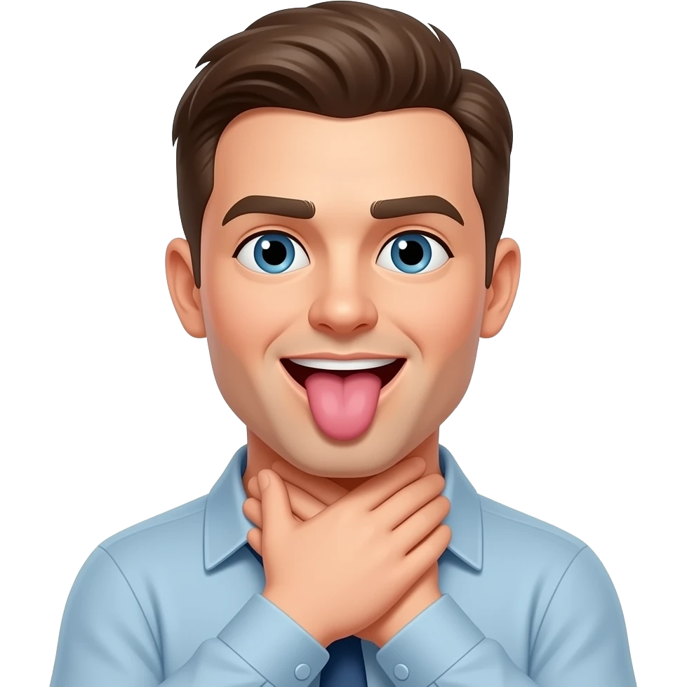 Emoji squeezing it’s own neck, tongue out emoji