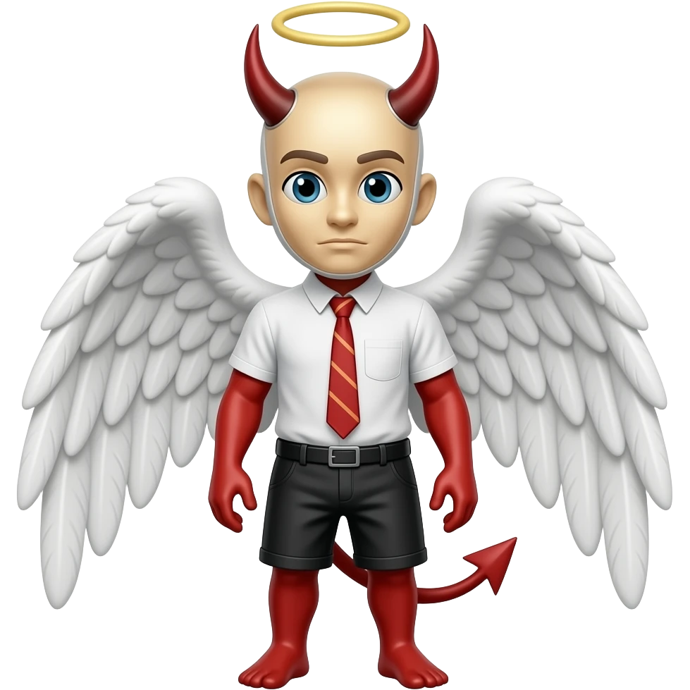 Melek yüzü maskesi takan şeytan emoji