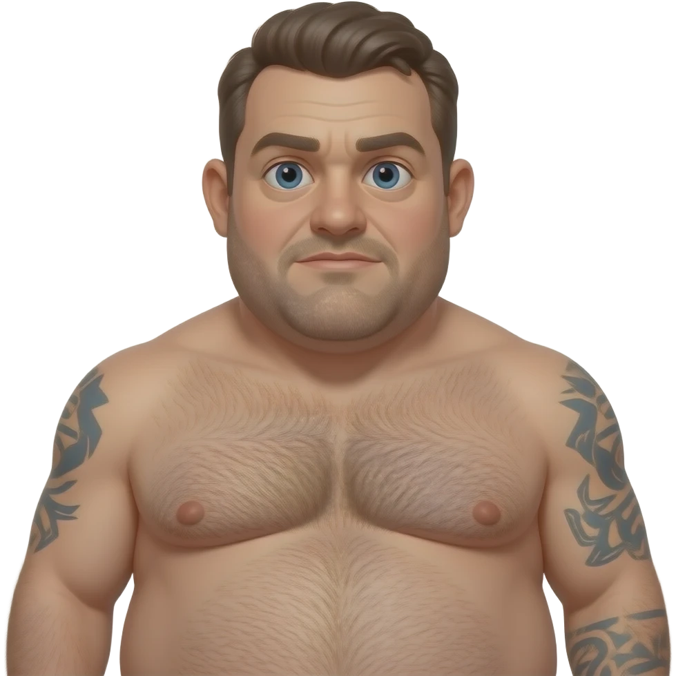um homem de aparência rústica e proporções corporais exageradas. emoji