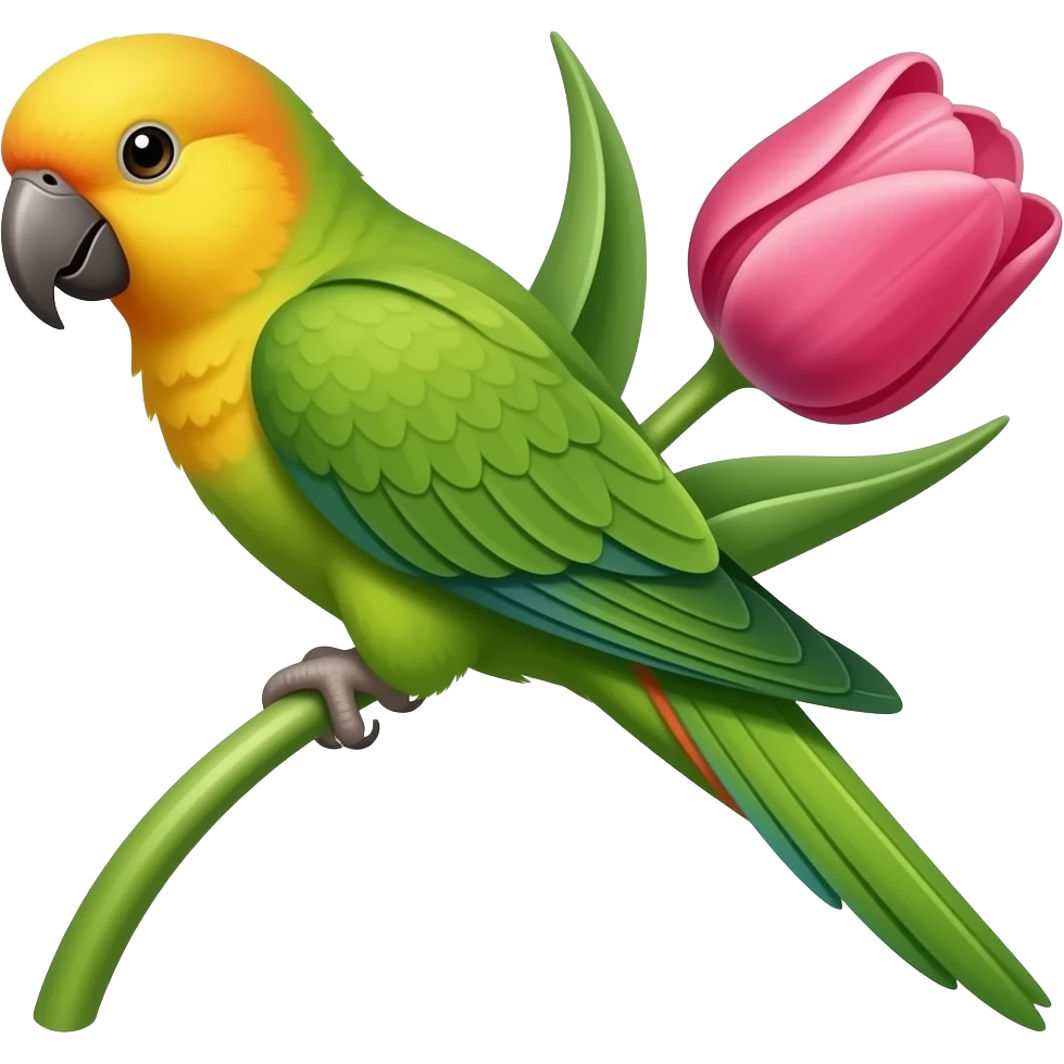 нарисуй тюльпан сорта bright parrot на стебле emoji