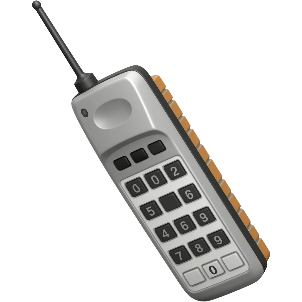 a 1980's chunky brick mobile phone with antenna emoji