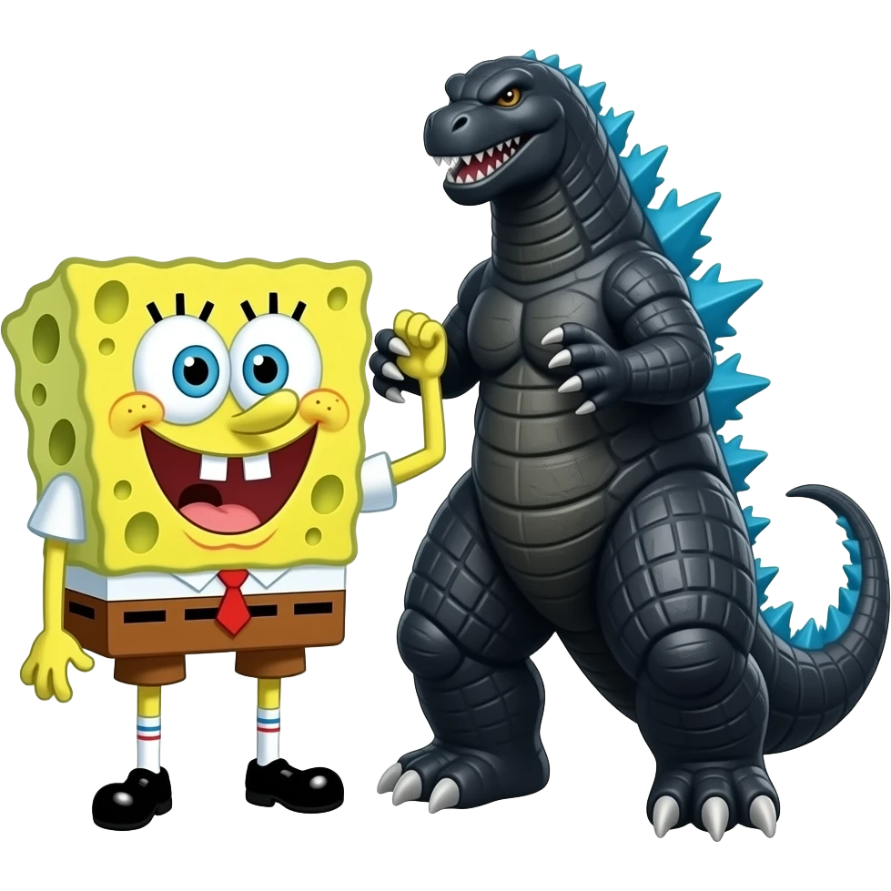 ahora uno donde este bob esponja pekleand con godzilla emoji