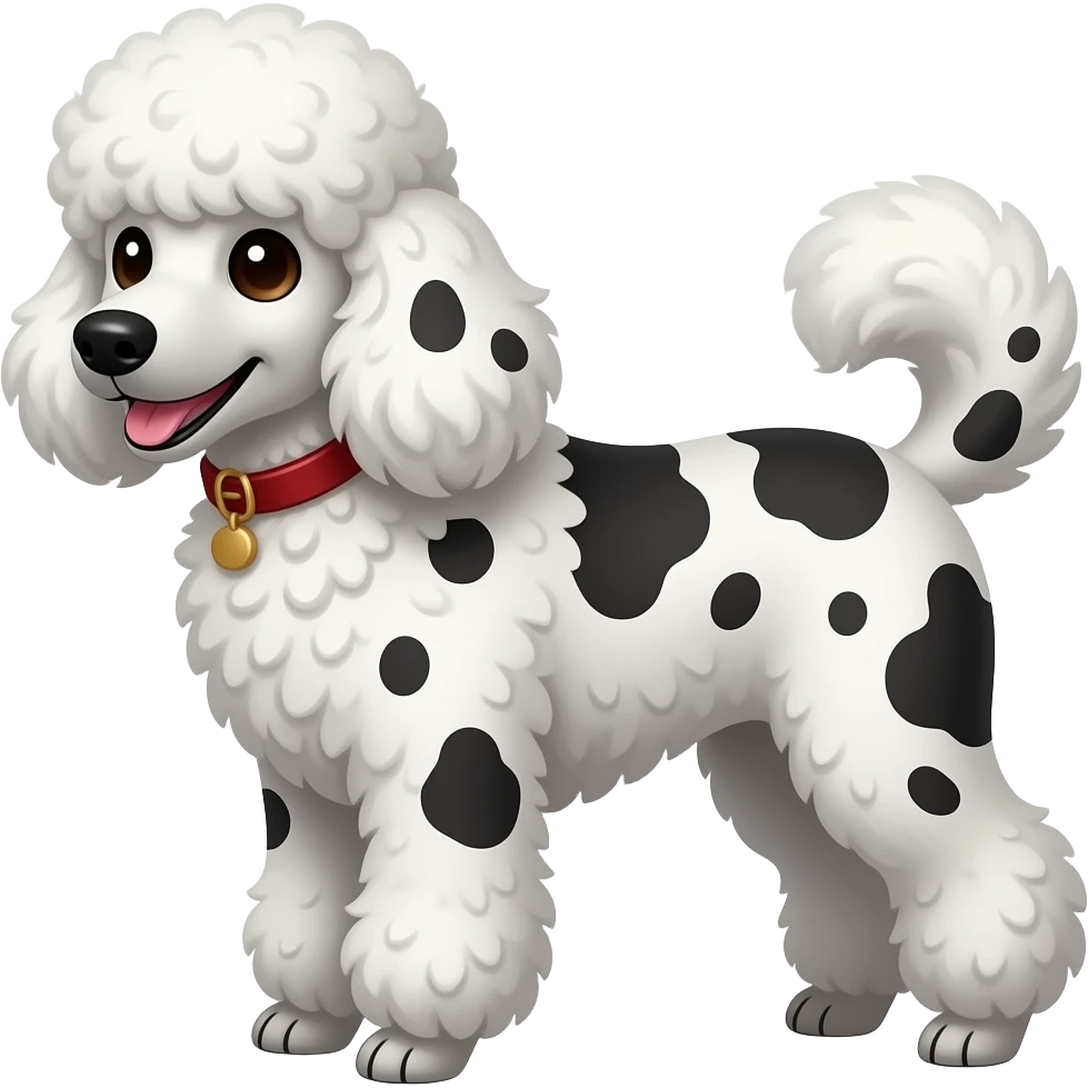 big spots poodle black and white emoji