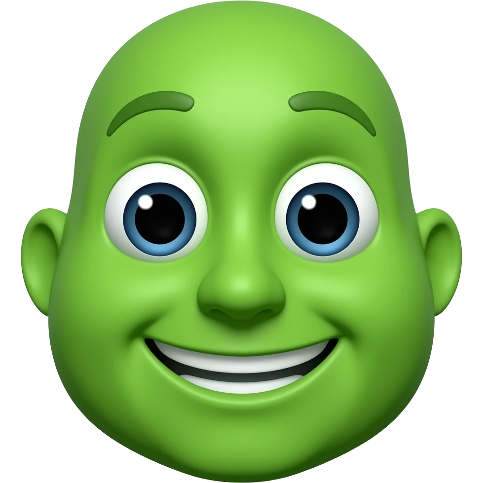 Make a green  face smiling emoji
