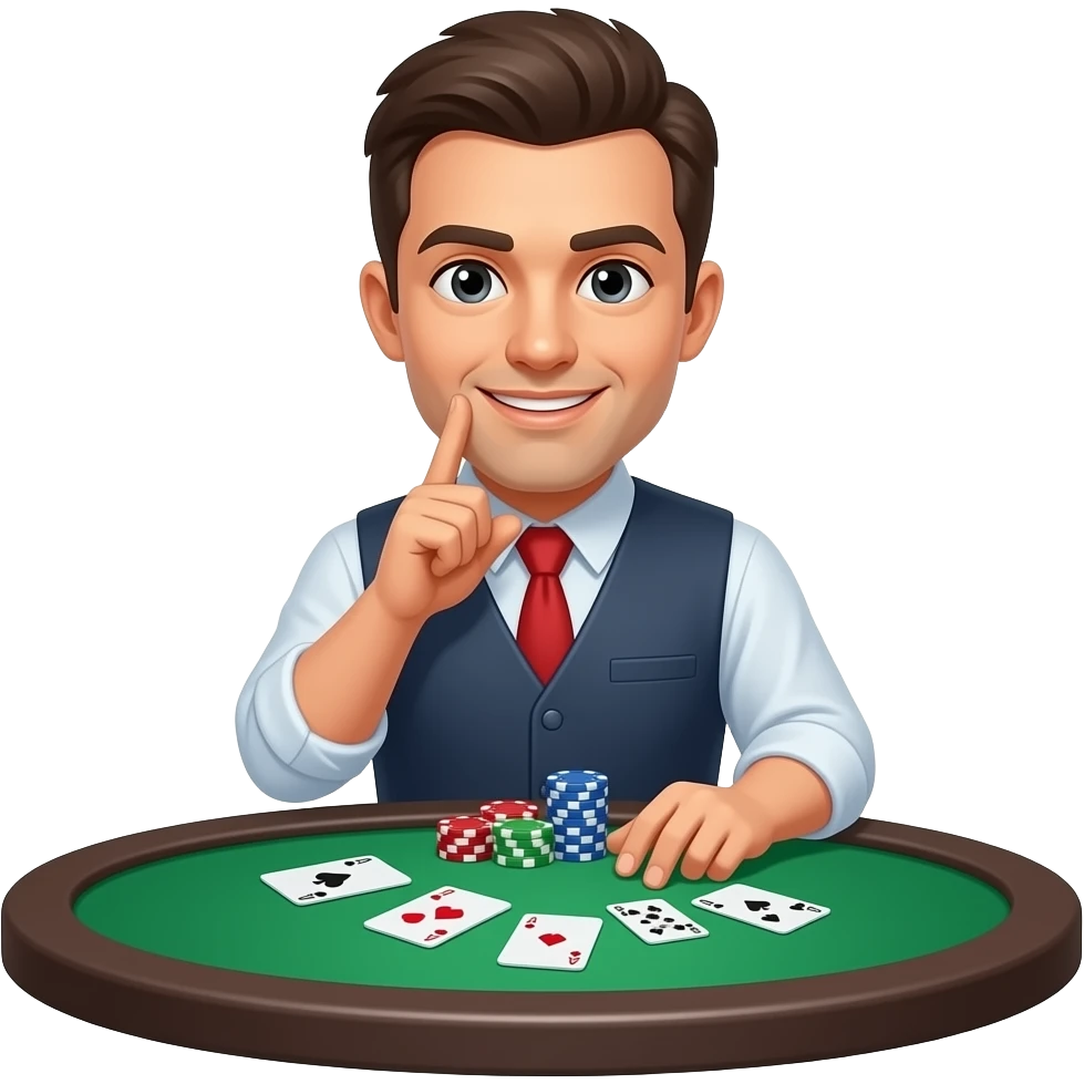A man playing online poker and talks strategy emoji