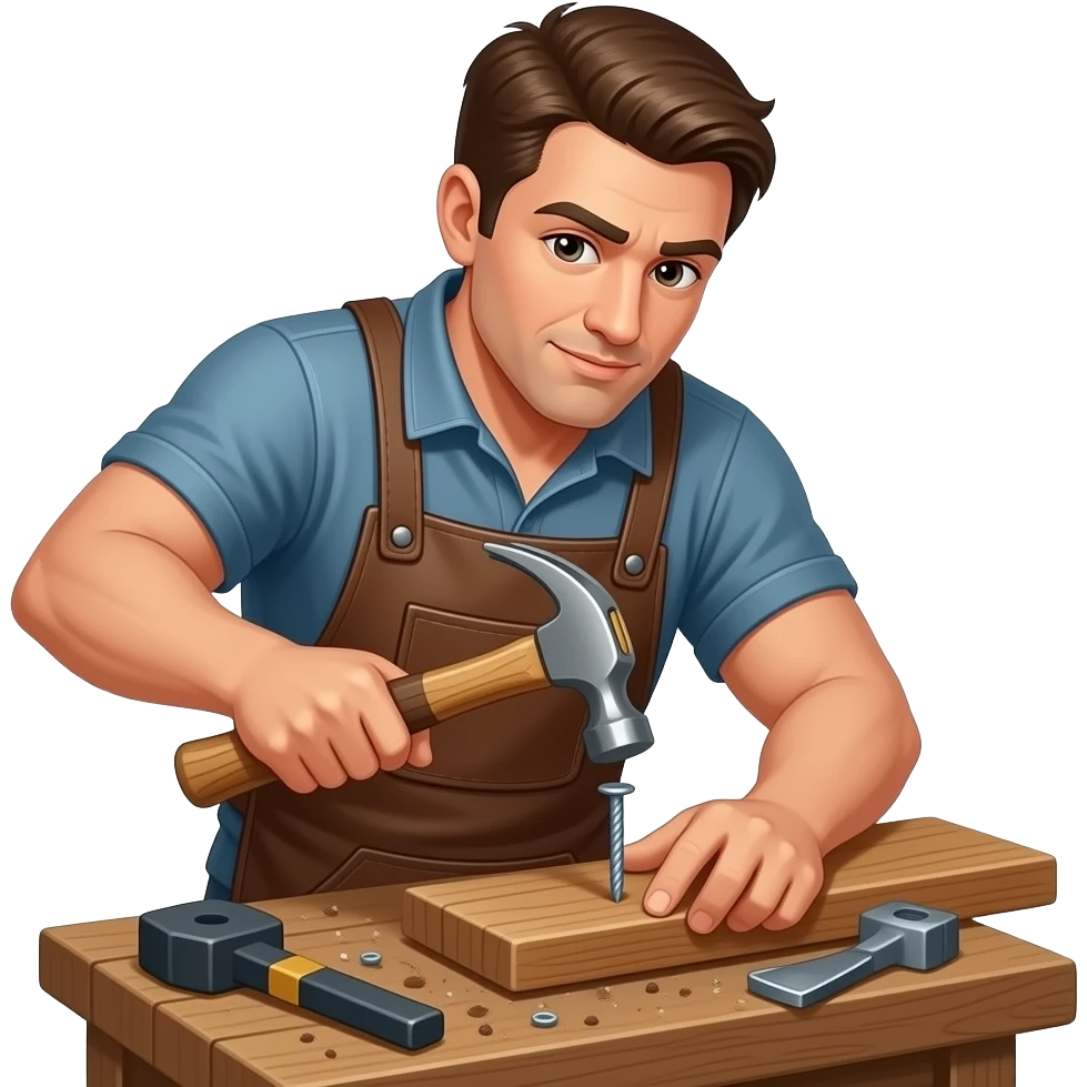 workshop man hammering emoji