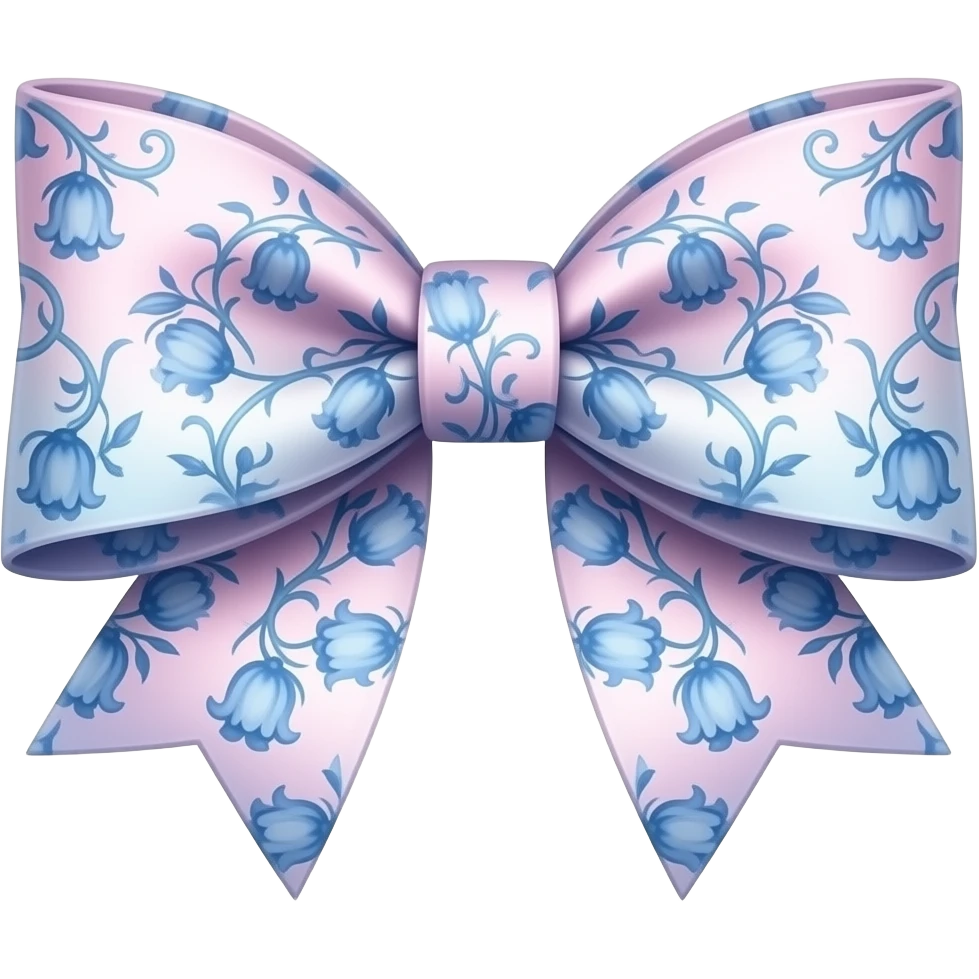 light pink ombre blue pastel with  bluebell rococo style pattern on bow lace coquette bow emoji