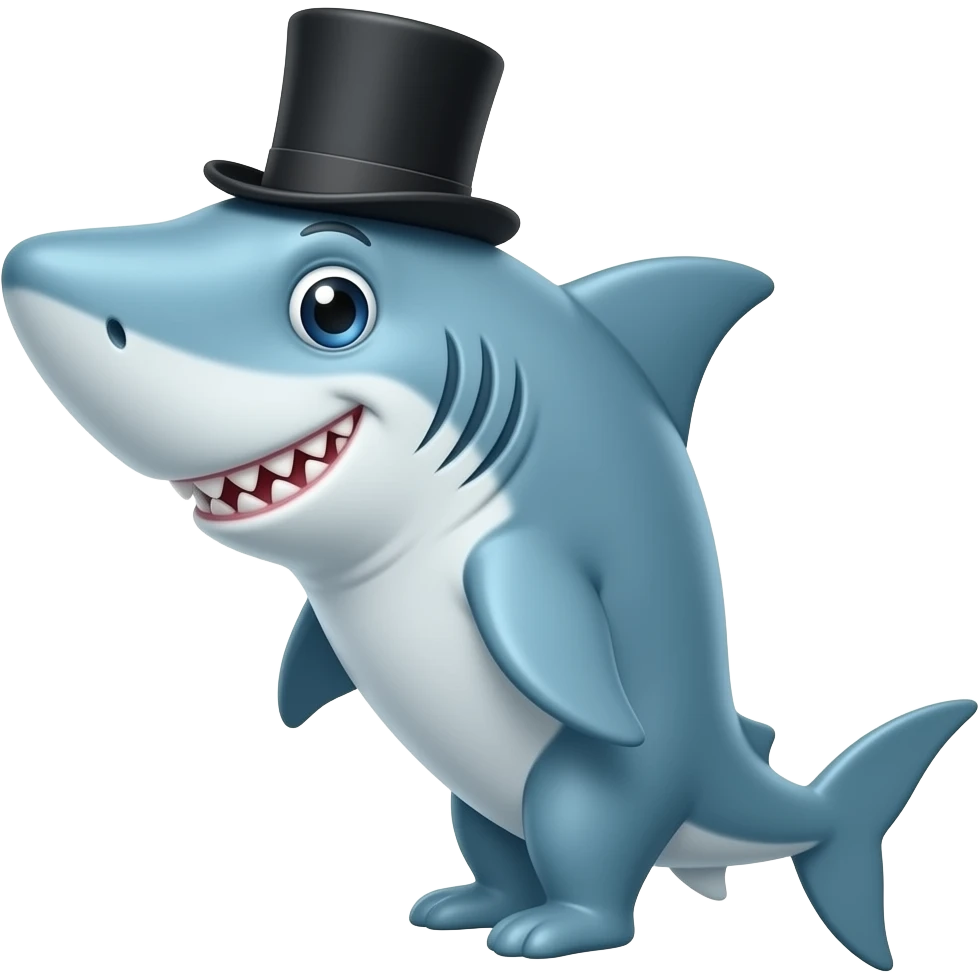 Shark with a top hat emoji