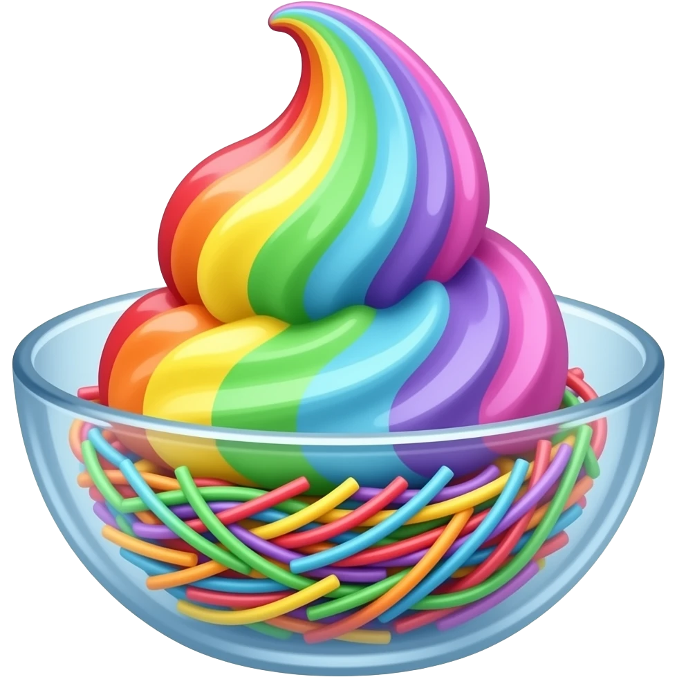 aethtetic ice cream with vermicelles arc en ciel emoji