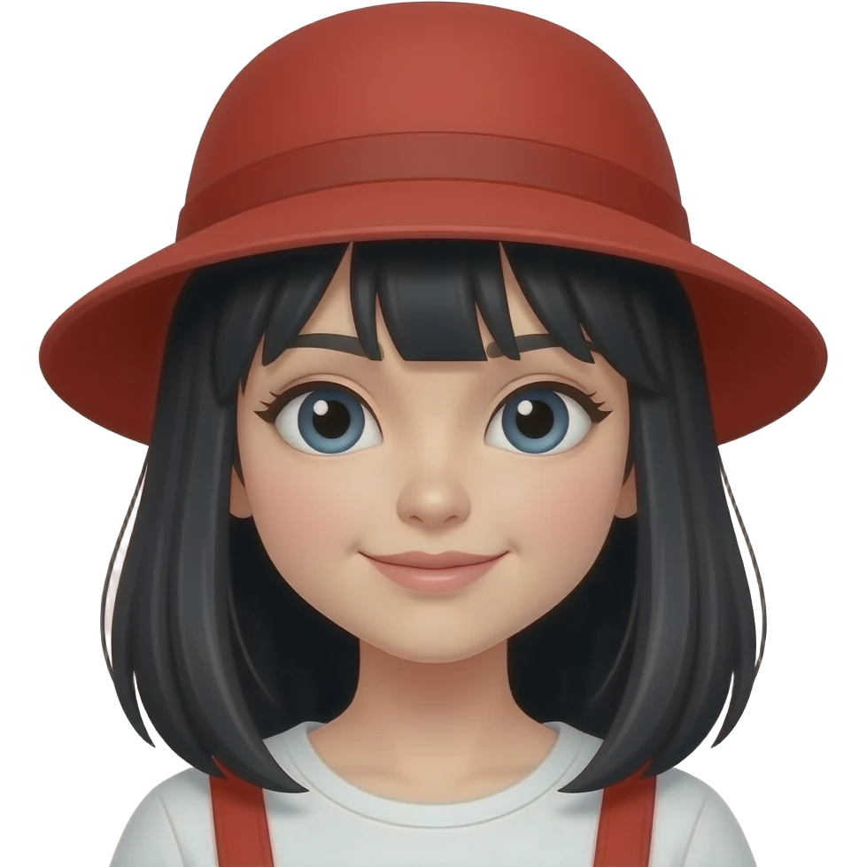 Kırmızı fes takan siyah saçlı kız emoji