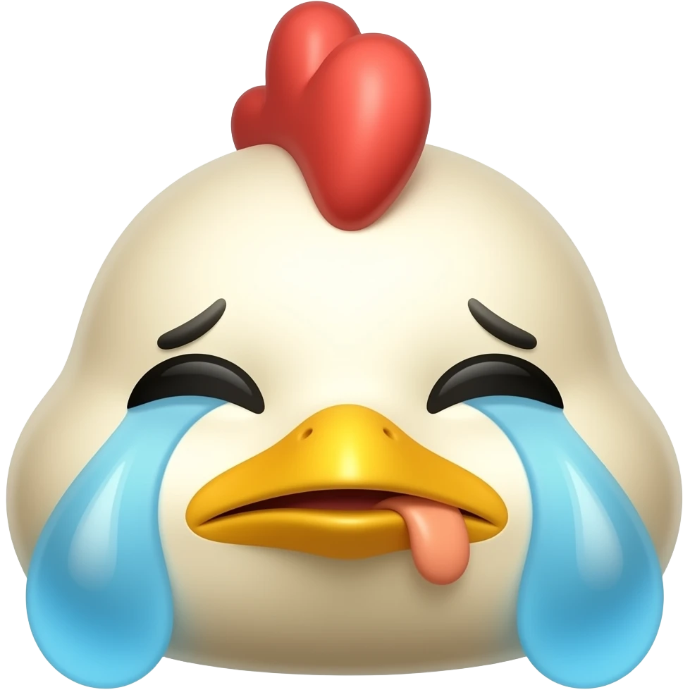 crea un emoji de un pollo llorandop emoji