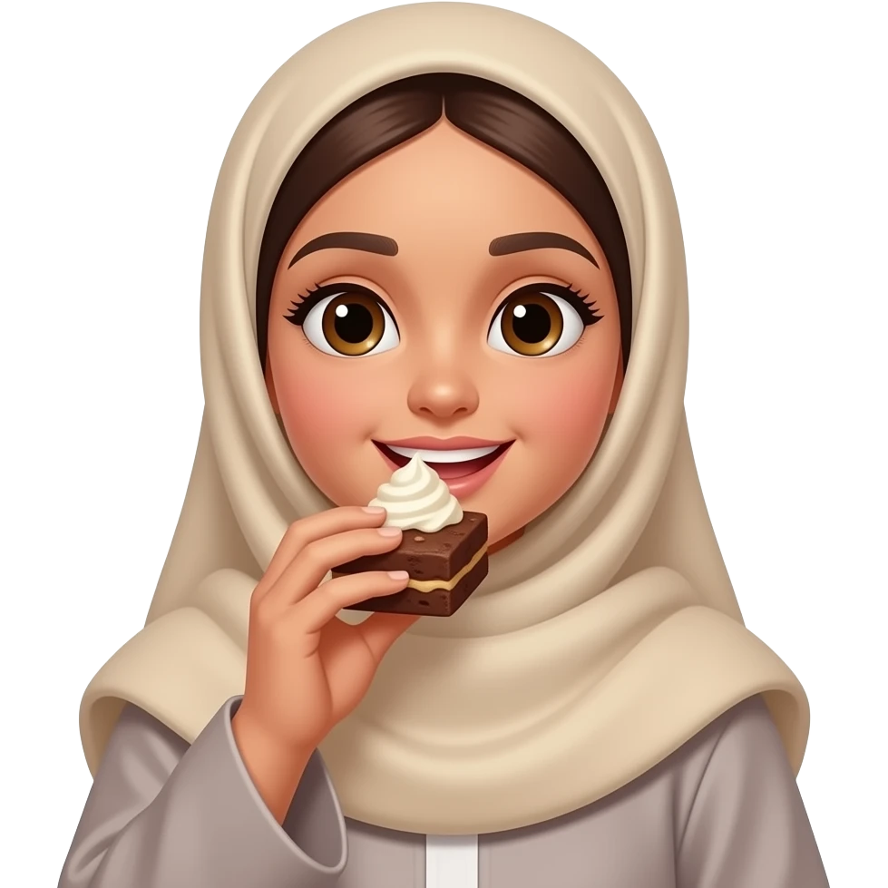big girl eating brownie with ice cream wearing abaya emoji
