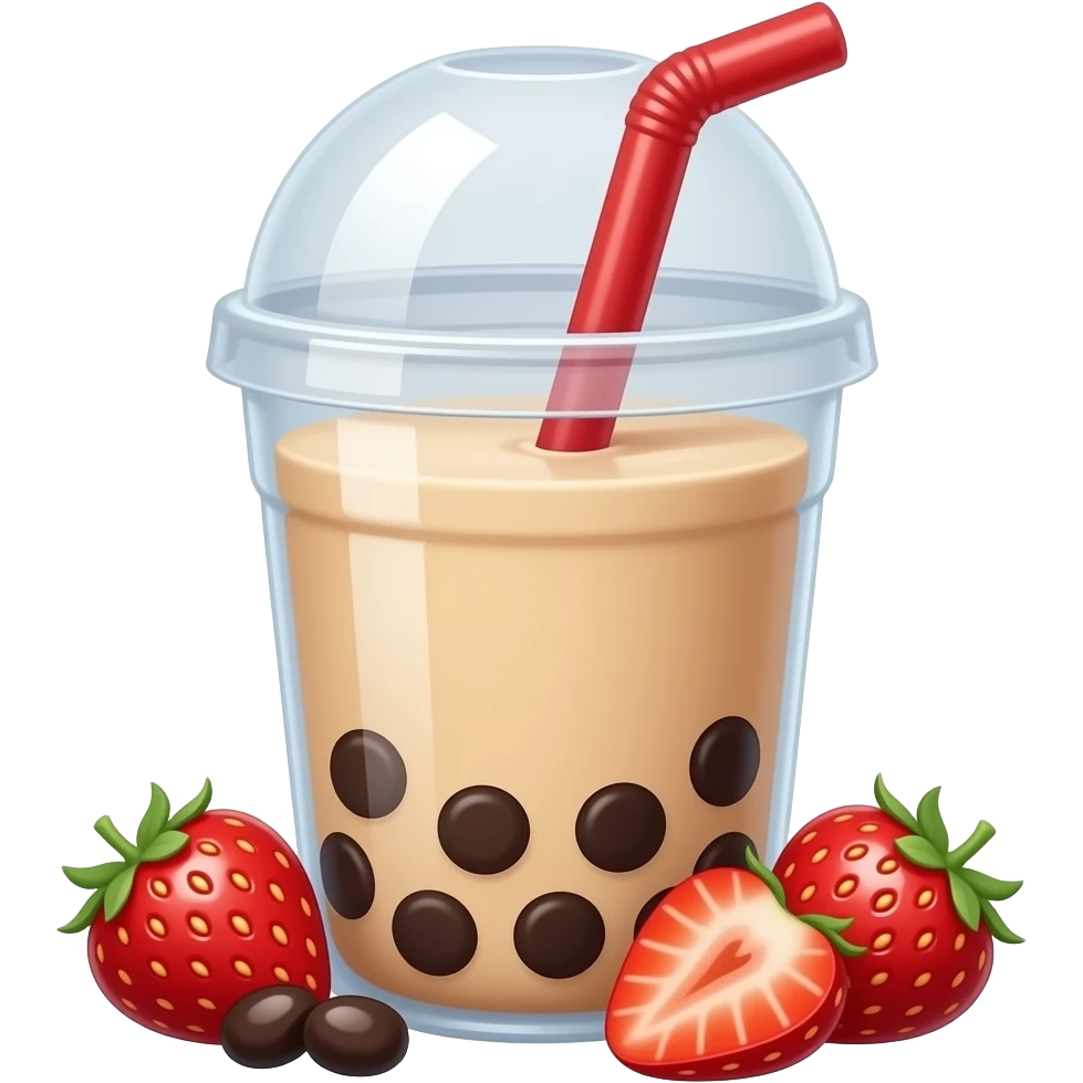 Strawberry boba tea emoji
