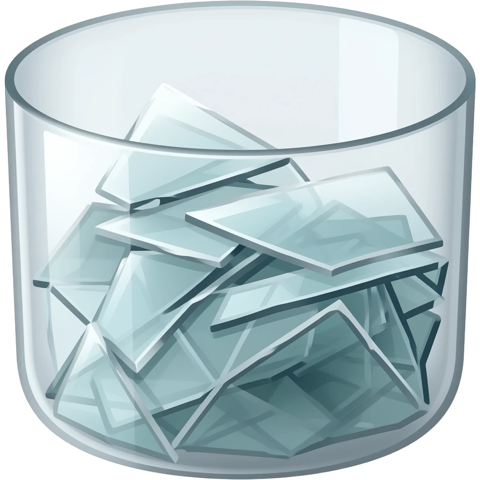 zerbrochenes glas in einem container emoji