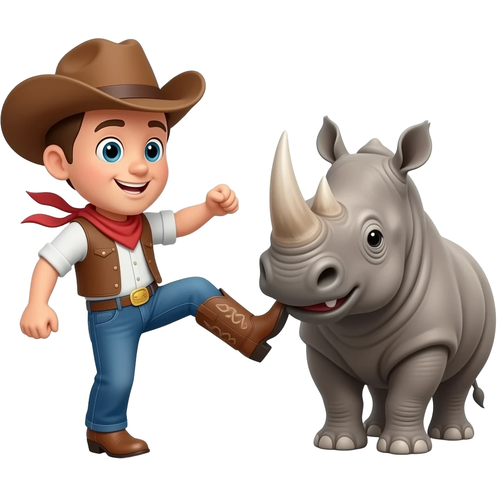 Cowboy boot kicking rino emoji