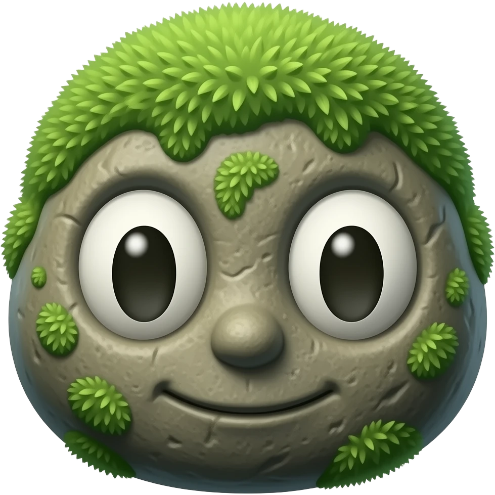 Moss-covered rounded stone - front facing emoji