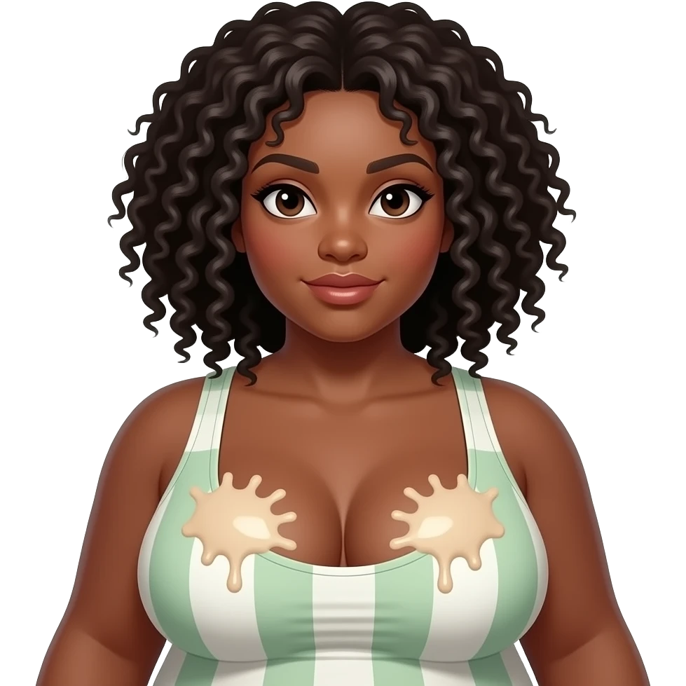 Fatty ebony Afro girl whit huge boobs whit cum shot on tits emoji