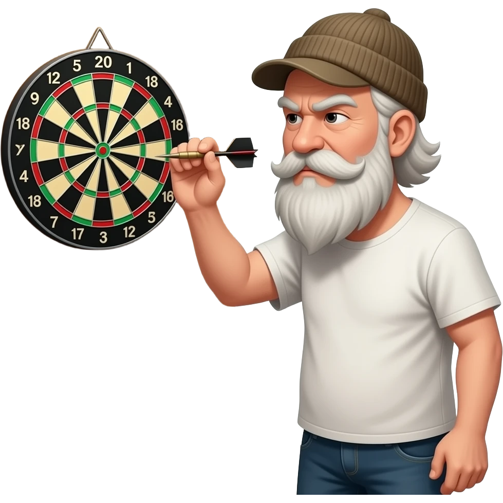 Grumpy old man throwing darts emoji