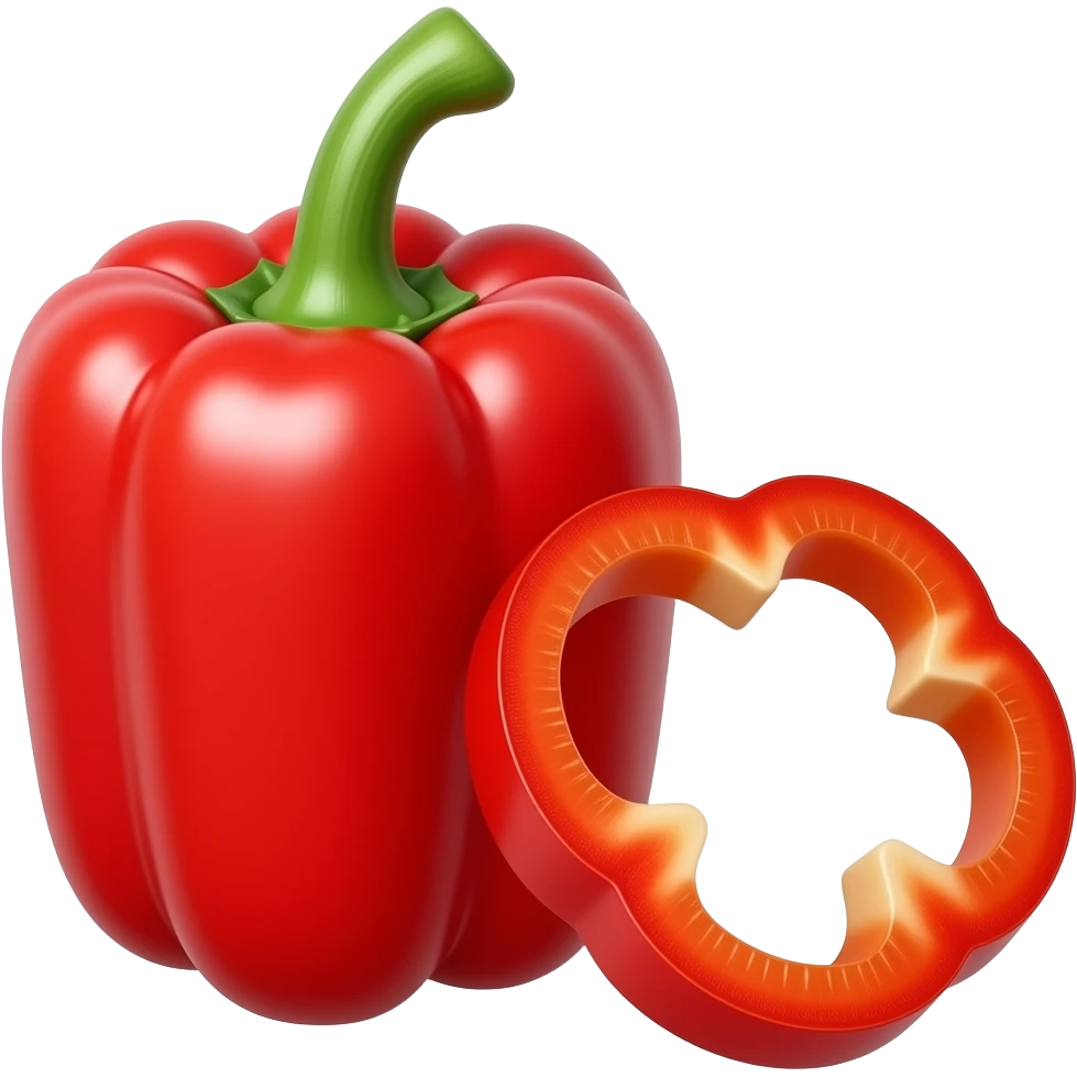 red ripe whole and sliced Bell Pepper emoji