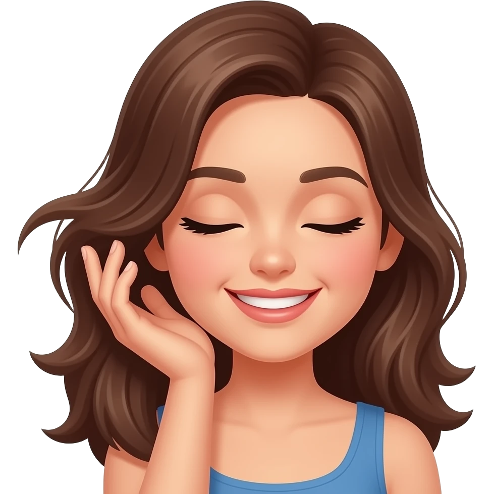 Eliyle saçını yana savuran kız tasarla havalı böyle gözü kapalı olsun gülsün emoji