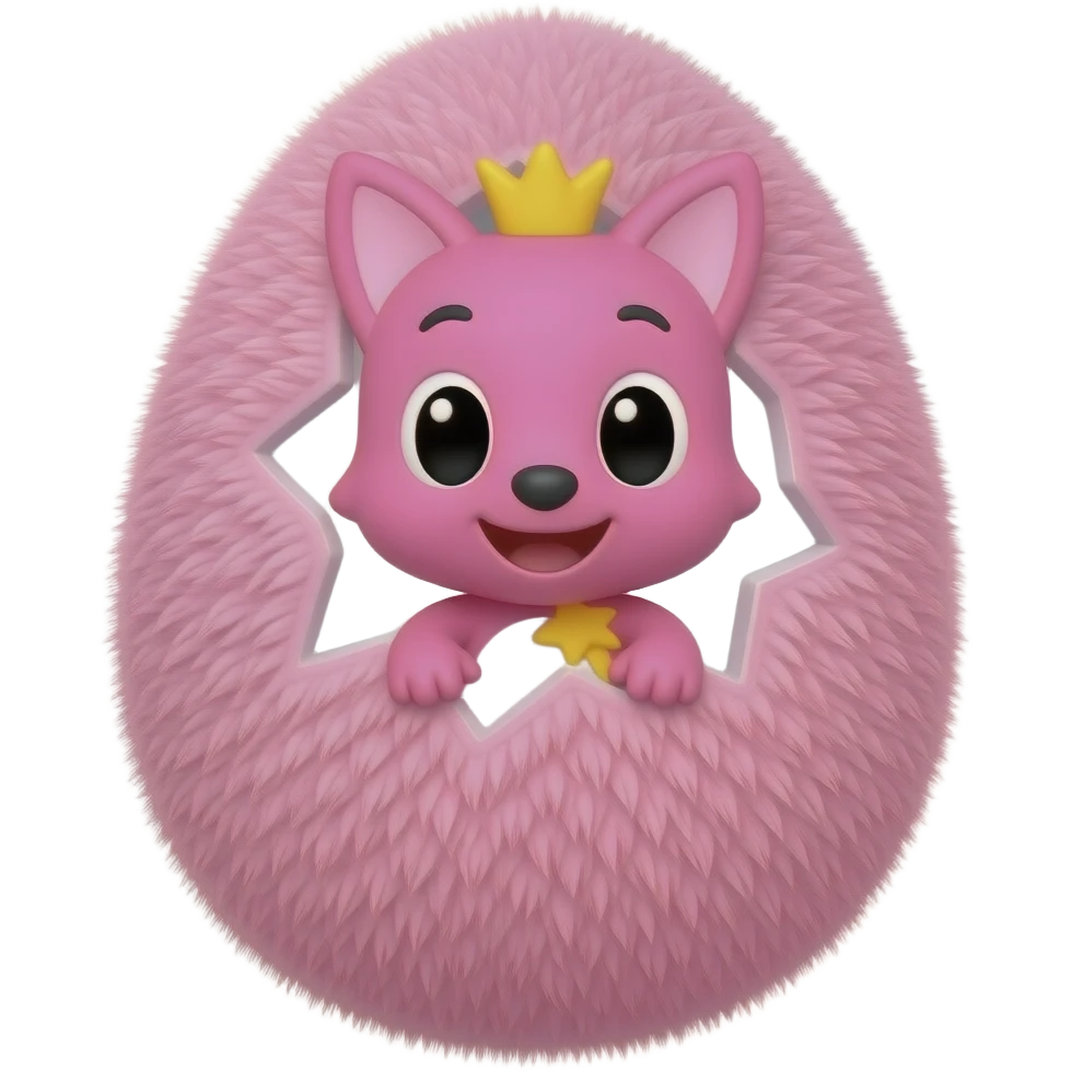 Pink furry egg and pinkfong inside is born emoji